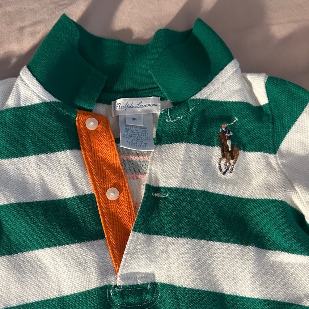 Ralph Lauren Green, for 9 months baby boys White & Orange Striped baby boys Polo